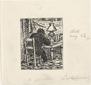 Mężczyzna pisze przy stole autorstwa Leo Gestel