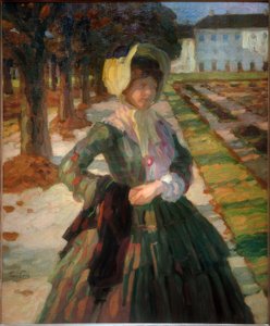 Młoda kobieta w zielonej sukience autorstwa Leo Putz