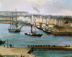 Widok na port w Dieppe Obraz Leon Auguste Asselineau (1808-1889) Około 1860 Musee de Dieppe (Sekwana morska)
