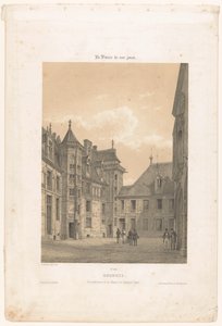 Widok na dziedziniec Palais Jacques-Coeur w Bourges Bourges. Vue interior de la maison de Jacques Coeur (tytuł obiektu) Współczesna Francja (tytuł serii) La France de nos jours (tytuł serii na obiekcie) autorstwa Leon Auguste Asselineau