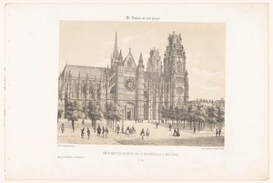 Widok katedry orleańskiej (strona północna) Côté septentrional de la cathédrale à Orleans (tytuł przedmiotu) Współczesna Francja (tytuł serii) La France de nos jours (tytuł serii na obiekcie) autorstwa Leon Auguste Asselineau