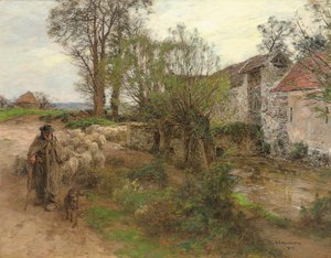 Zjazd Stada z Chailly Street; Wyjście stada z rue Chailly, 1904 autorstwa Leon Augustin Lhermitte
