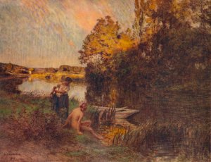 Kąpiący się, 1907, 1938 autorstwa Leon Augustin Lhermitte