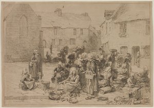 Jarmark Jabłkowy w Landerneau, 1878 r. autorstwa Leon Augustin Lhermitte