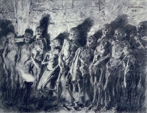 Sklepienie mumii, czyli szkielety z wieży św. Michała, Bordeaux, 1885 (węgiel na papierze) autorstwa Leon Augustin Lhermitte