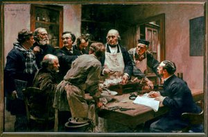 Une Lecon De Claude Bernard (olej na płótnie) autorstwa Leon Augustin Lhermitte