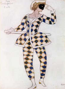 Projekt kostiumu dla Arlekina, ze Śpiącej Królewny, 1921 autorstwa Leon Bakst