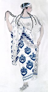 Projekt kostiumu dla Idy Rubinstein jako Heleny w balecie Helena ze Sparty, 1912 autorstwa Leon Bakst