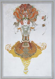 Projekt kostiumu dla Tamary Karsaviny do baletu Ognisty ptak Loiseau de feu I. Strawińskiego, 1909-1910 autorstwa Leon Bakst