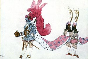 Projekt kostiumu dla Króla z jego stronicami ze Śpiącej Królewny autorstwa Leon Bakst