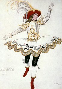 Projekt kostiumu dla The Pageboy of the Fairy Humming Bird, ze Śpiącej Królewny autorstwa Leon Bakst