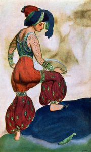 Projekt kostiumów dla Czerwonego Sułtana z Szeherezada (litografia kolorowa) autorstwa Leon Bakst