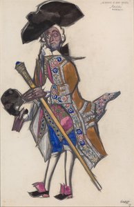 Projekt kostiumu do baletu Dobroduszne Panie by Scarlatti autorstwa Leon Bakst