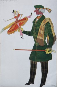 Anglik. Projekt kostiumu do baletu The Magic Toy Shop G. Rossiniego, 1919 autorstwa Leon Bakst