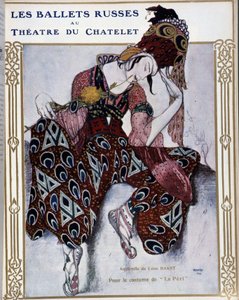 Les Ballets Russians au theatre du Chatelet: kostium dla „”La Peri”” - akwarela Bakst, cov. w „”Komedia ilustrowana”” autorstwa Leon Bakst