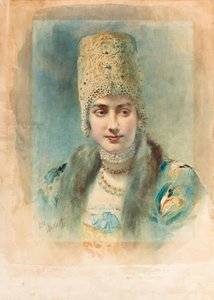 Portret dziewczyny w kokoszniku autorstwa Leon Bakst