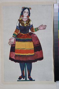 włoska lalka, kostium do baletu „La Boutique Fantasque” w reżyserii Gioachino Rossini autorstwa Leon Bakst