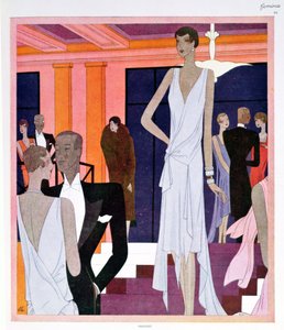Miramar w Cannes, tabliczka z modą z magazynu „Femina”, grudzień 1928 (kolor lito) autorstwa Leon Benigni