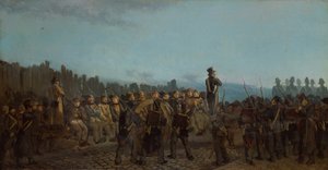 Condenados partindo do Kremlin Bicetre (óleo sobre tela) polonês autorstwa Leon Charles Adrien Bailly