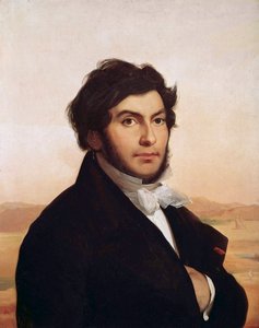Portret Jean-Francois (Jean Francois) Champollion (1790-1832), francuski egiptolog, odszyfrował hieroglify. Obraz Leona Cognieta (1794-1880). Muzeum w Luwrze. autorstwa Léon Cogniet