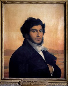 Portret Jean-Francois (Jean Francois) Champollion (1790-1832), francuski egiptolog, odszyfrował hieroglify. Obraz Leon autorstwa Léon Cogniet