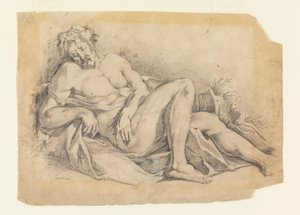 Rysunek, Śpiący Bachus (według Poussina), 1886-92