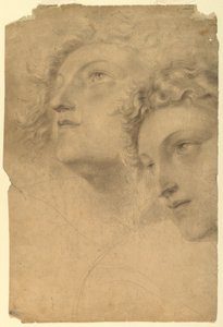 Rysunek, dwie kobiece głowy, 1886-92