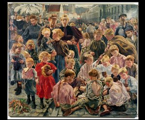 Epoki robotnicze (środkowa część tryptyku) autorstwa Leon Henri Marie Frederic