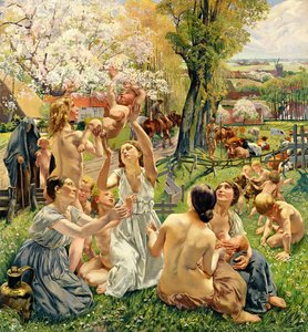 Poranek, lewy panel z tryptyku „Złoty wiek”, 1901 (patrz 309507 dla tryptyku)