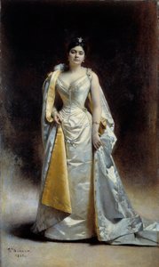 Pełnowymiarowy portret Madame Albert Cahen z Antwerpii Obraz Leona Bonnata (1833-1922) 1891 Nd. 1,34x2,27 m Bayonne, Muzeum Bonnat autorstwa Leon Joseph Florentin Bonnat