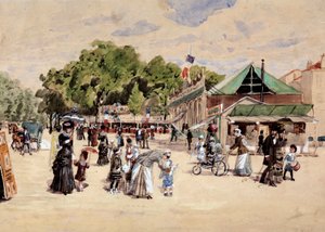 Spacer do wesołego miasteczka. Obraz Leon Joseph Voirin (1833-1887) autorstwa Leon Joseph Voirin