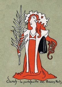 Karykatura Henriette Rosine Bernard dit Sarah Bernhardt (1844-1923) jako portfolio Sztuk Pięknych - Ilustracja Leona Lebegue