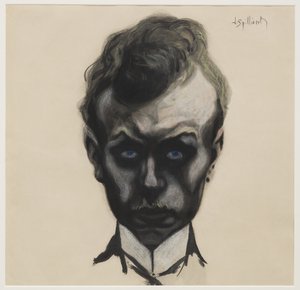 Autoportret, ok. 1903 r. (pędzel, czarny tusz i pastel na kremowym papierze tkanym) autorstwa Leon Spilliaert