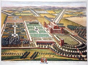 Wollaton Hall w hrabstwie Nottingham ryty przez Johannesa Kipa (ok. 1652-1722) (grafika)