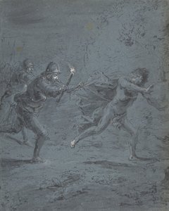 Scena nocna z żołnierzami ścigającymi zbiega Marka XIV, 5-52, 1611-74. autorstwa Leonard Bramer