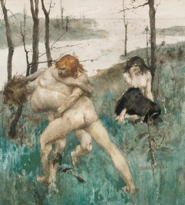 W obronie jej honoru (ołówek i akwarela na papierze) autorstwa Leonard Erskine Hill