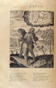 Herkules zabijający Antaeusa, z „Les Images ou Tableaux de Platte Peinture des Deux Philostrates Sophistes Grecs”, Blaise de Vigenere (1523-96) Paryż, 1615 autorstwa Leonard Gaultier