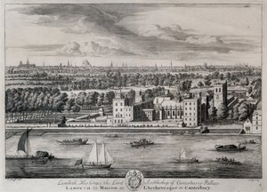 Lambeth, Jego Miłość Arcybiskup Pałacu Canterbury, grawerowane przez I. Kip autorstwa Leonard Knyff