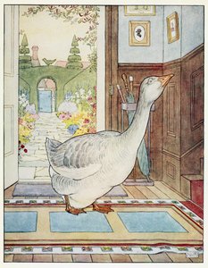 Goosey, Goosey Gander, Where Shall I Wander?, z książki z obrazkami rymowanki, wyd. 1914 (kolor lito) autorstwa Leonard Leslie Brooke