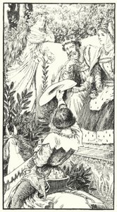Nadchodzi pożądliwy zalot (grawerunek) autorstwa Leonard Leslie Brooke