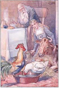 Ładne pisklęta i nakrapiana krowa, jaka będzie nasza odpowiedź teraz, lata 20. XX wieku autorstwa Leonard Leslie Brooke
