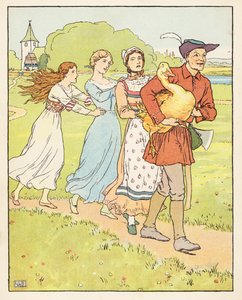Złota gęś (kolorowa litografia) autorstwa Leonard Leslie Brooke