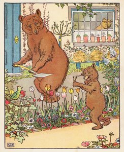 Trzy niedźwiadki (kolorowa litografia) autorstwa Leonard Leslie Brooke