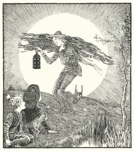 Człowiek na księżycu spadł (grawerunek) autorstwa Leonard Leslie Brooke