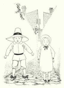 W zaułku mieszkał mały chłopiec i mała dziewczynka (grafika) autorstwa Leonard Leslie Brooke