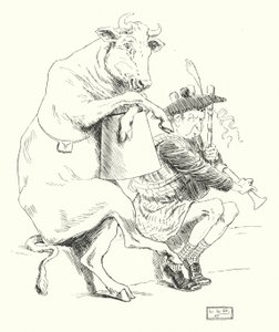 Był dudziarz, miał krowę (rycina) autorstwa Leonard Leslie Brooke