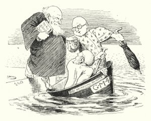 Trzech mędrców z Gotham poszło w morze w misce (grawerowanie) autorstwa Leonard Leslie Brooke