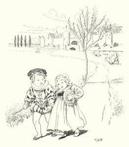 Na targ, na targ, na śliwkową bułkę (grawerowanie) autorstwa Leonard Leslie Brooke
