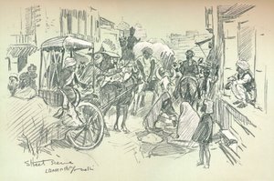 Scena uliczna w Delhi, ok. 1903 r. autorstwa Leonard Raven Hill