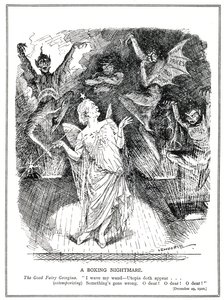 LLoyd George, "Dobra Wróżka" rządu koalicyjnego ma nadzieję przekształcić Wielką Brytanię w Utopię, ale zamiast tego wyczarowuje koszmar i diabły bezrobocia, załamania handlu, wysokich cen i niepokojów,